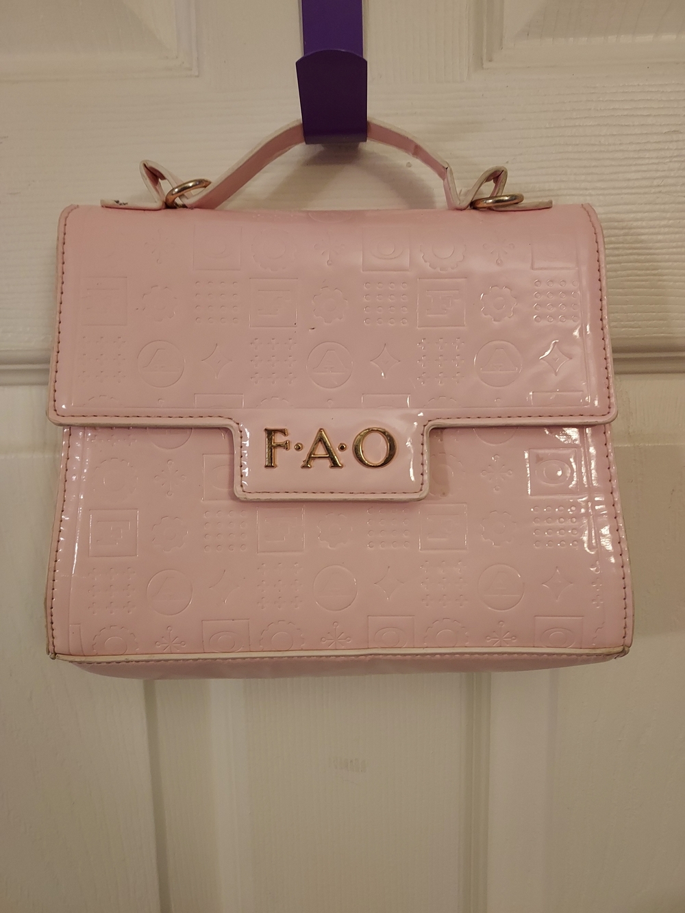 FA Glossy Light Pink Patent Top-Handle Satchel
